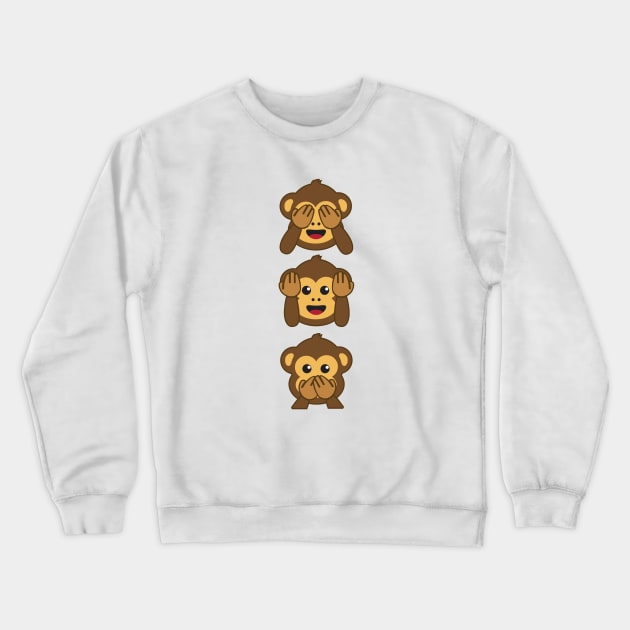 Three Wise Monkeys Shirt | Hear no evil, See no evil, Speak no evil Crewneck Sweatshirt by teemaniac